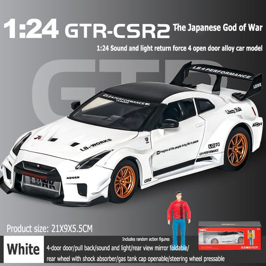 1:24 Nissan GTR four doors openable lighting and sound effects Fuel filler cap opens