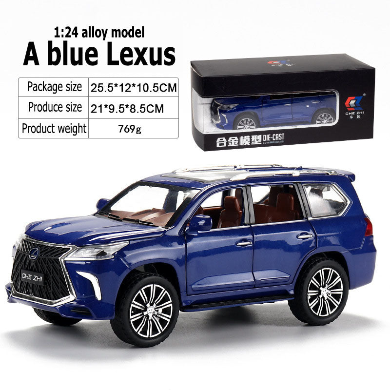 1:24 alloy car model white Lexus large alloy car model off-road vehicle four-door with sound and light back