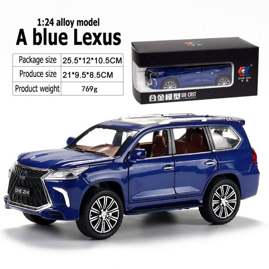 1:24 alloy car model white Lexus large alloy car model off-road vehicle four-door with sound and light back