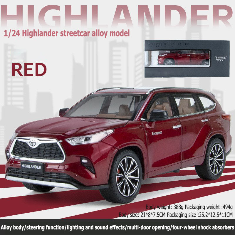 1/24 Highlander streetcar alloy model multi-door opening four-wheel shock absorbers