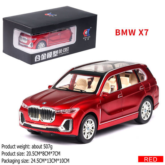 1:24 BMW X7 large alloy car model off-road vehicle four-door with sound and light back