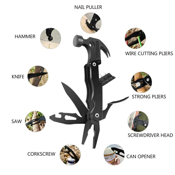 Multifunctional Survival Hammer 14 in 1 Stainless Steel Alloy Material（50% OFF）