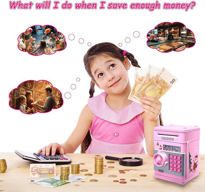 【The best holiday gift for Christmas and New Year】Piggy Bank Cash Coin Can ATM Bank Electronic Coin Money Bank for Kids-Hot Gift piggy bank Gift Set Decor