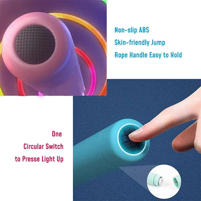 Silicone Handles Fast Speed Light Up LED Jump Rope Colorful Glow Skipping Rope for Kids